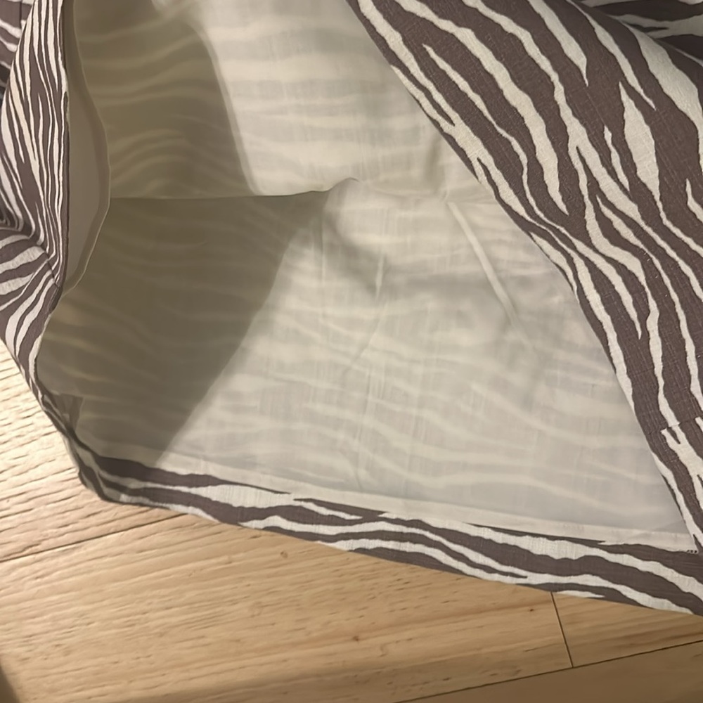 LOFT Brown Cream Zebra Print Mini Skirt Fully Lined Side Zip - Picture 4 of 7